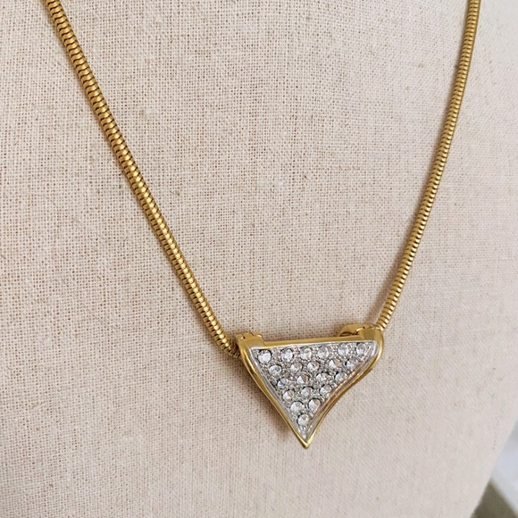 Vintage 80s sparkly rhinestone and gold plated pendant. - Picture 2 of 4